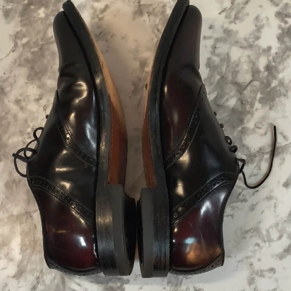 Florsheim Mens 2 Tone Burgundy/Black Leather Oxfords Shoes Size 9-1/2